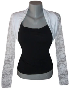 BOLERO DE PUNTA Bolero Moda Novia Chaqueta Encaje Tul Top Negro Rosa 34 36 38 40 - Imagen 1 de 5
