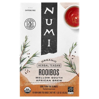 Tésán de hierbas orgánico, rooibos, sin cafeína, 18 bolsitas de té sin OGM, 1,52 OZ Foto 1 de 3