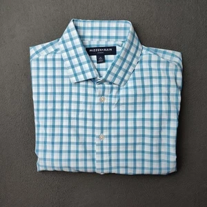 Mizzen Main Shirt Mens Medium Blue White Leeward Trim Fit Performance Stretch - Picture 1 of 13