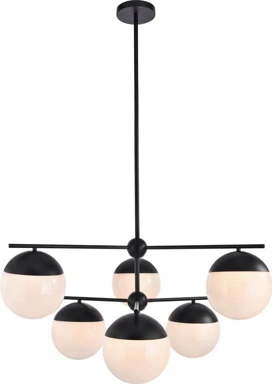 Elegant Lighting Eclipse Pendant Transitional Milk Black Glass Wire Medium E26 S - Image 1 of 1