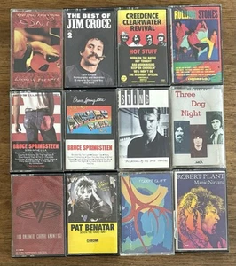 12 Classic Rock Cassettes, Used, Rolling Stones, Robert Plant, Van Halen, Sting - Picture 1 of 1