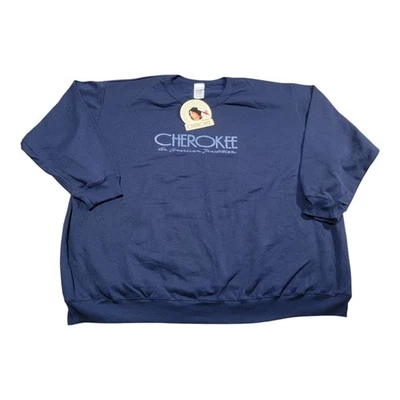 Винтажный Crewneck толстовка 90-х чероки вышитый размер 3XL новый с Ярлыками новый из старых запасов синий - Изображение 1 из 4