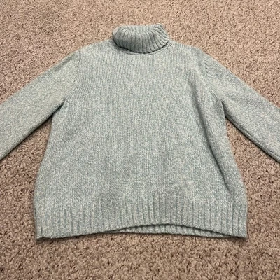 Lands End 100% Cotton Turtleneck Sweater Sz XL Marled Blue Casual Cozy Preppy - Image 1 of 4
