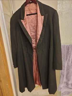 36R старинный мужской викторианский сюртук шерсти черный - Изображение 1 из 4