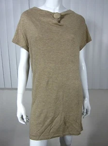 Finery Short Sleeve Sweater Dress Size L/XL Large Solid Brown Boat Neckline 033 - Picture 1 of 7