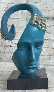 Surreal Salvador Dali Bronze Sculpture Modernist Abstract Face Art Marble Base - Picture 1 of 10