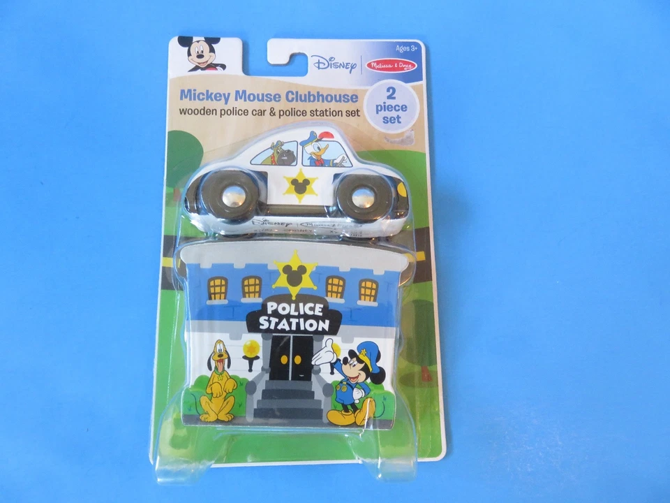 Disney Melissa & Doug Mickey Mouse Clubhouse Set Wooden Police Car Station 2 PC