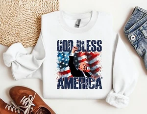 God Bless America Donald Trump Sweatshirt, Patriotic Sweater, 4th Of July Hoodie - Picture 1 of 10