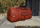 Men's Overnight 20''goat Leather Luggage Travel Gym New Vintage Genuine Duffel 