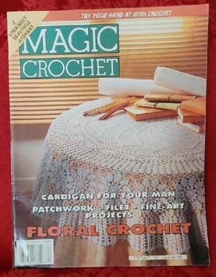 MAGIC CROCHET Pattern Magazine No. 106 February 1997 Floral Doilies Afghan Irish - Image 1 of 4