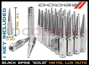 2002-2011 Dodge Ram 1500 2x4 4x4 Chrome Spike Steel Lug Nuts + 1 Key Made in USA - Picture 1 of 10