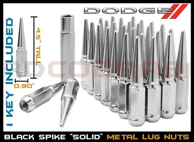 Dodge Ram 1500 2002-2011 2x4 4x4 tuercas de acero con clavos cromados + 1 llave hecha en EE. UU. Foto 1 de 4