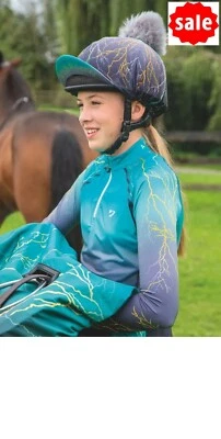 REITMÜTZE ÜBERZUG Shires Aubrion Hyde Park Lycra Seide türkis Aufhellung + Bommel