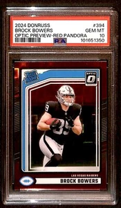 Donruss Optic Preview 2024 rojo Pandora Brock Bowers RC PSA 10 Las Vegas Raiders - Imagen 1 de 2