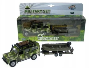 Conjunto Militar Coche Land Rover Defender con Pontón Modelo Diecast Escala 1:32 - Imagen 1 de 7