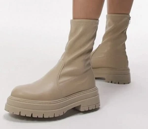 Topshop Kasper Chunky Sock Boot In Camel Size Uk 4 New In Box - Picture 1 of 4