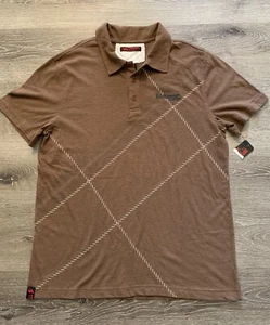 NWT Mens Tony Hawk Polo Shirt Size XL Brown Lateral Lines Skateboarding - Picture 1 of 12