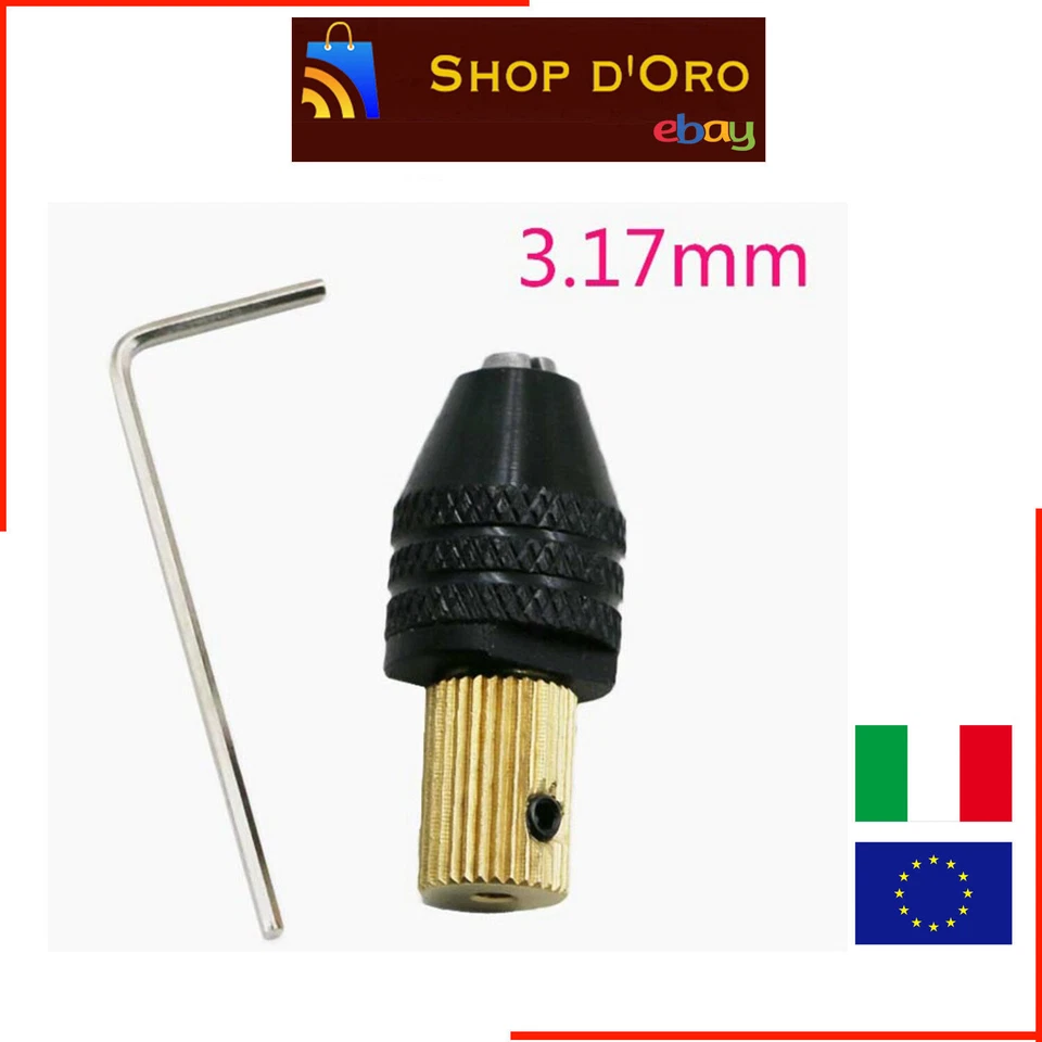 3,17mm Mini Mandrino Clip 0,3mm - 3,5mm Punta Trapano Albero Elettrico 3.17mm - Immagine 1 di 3