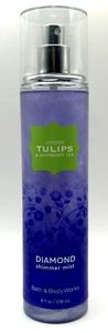 NEW 1 BATH & BODY WORKS LONDON TULIPS & RASPBERRY TEA DIAMOND SHIMMER MIST 8 OZ - Picture 1 of 3