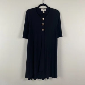 Joseph Ribkoff Tunic Dress Size 10 Black Elbow Sleeves Stretch - Picture 1 of 10