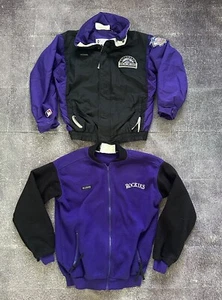 Men's Vintage 90's Columbia Colorado Rockies Black Purple 3 In 1 Jacket Sz S VTG - Picture 1 of 5