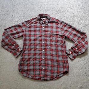 Gustin Shirt Mens Medium Red Gray Plaid Lightweight Flannel Long Sleeve USA Made - Picture 1 of 21