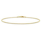Amour Yellow Plated Sterling Silver 1mm Ball Chain Anklet -9 in.