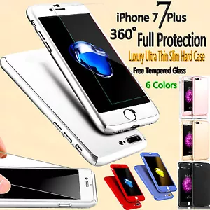 Ultra Thin Slim 360° Hard Case Cover For Apple iPhone 7 / 7Plus + Tempered Glass - Picture 1 of 22