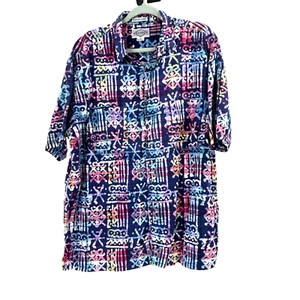 90s Levi's Diamond Label Hawiian Shirt Men's XL Multicolor Retro Tribal Tie Dye - Picture 1 of 7