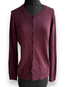 Gap Cardigan Women's Size Medium Burgundy Round Neck Knit Cotton - Picture 1 of 7