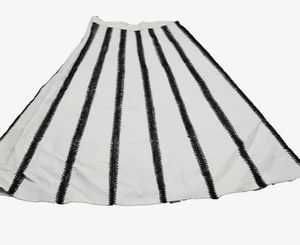 Mark Alen Women's Long Flair Skirt Fine Leather White 8 Crochet Inserts New - Picture 1 of 7