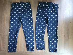 2 Lot Baby Gap Toddler Girls Size 4 Years Navy Silver Hearts Everyday Leggings - Picture 1 of 6
