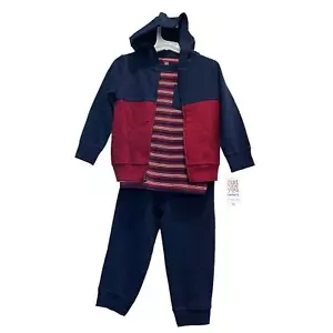 Boys Clothes 3T Zip Hoodie JACKET + SHIRT+ PANTS Carters Pajamas 3pc Play Set - Picture 1 of 13