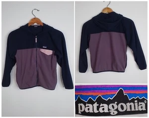 Patagonia Jacket Kids Large Purple Fleece Colorblocked Hooded Full Zip #J2166 - Picture 1 of 17