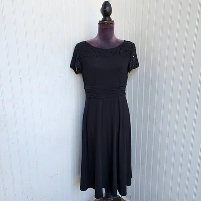 Vestido Perceptions New York Encaje Negro Encaje Mangas Cortas Mujer Elástico Talla M Foto 1 de 4