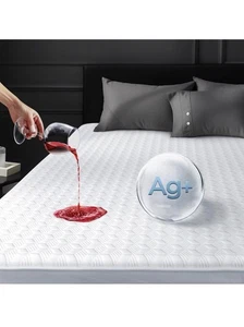 King Mattress Protector Made from Silver-Infused Bamboo Rayon for Better Health - Picture 1 of 6