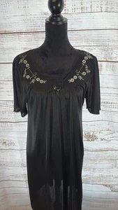 Black Pull Over Night Gown Vintage - Picture 1 of 6