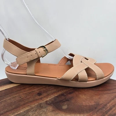 Sandalias FitFlop Elyna Weave para mujer 11 cuero tostado cómodas con tiras Foto 1 de 4