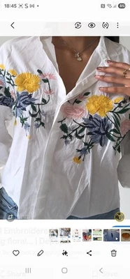 Zara Ladies White Embroidered Blouse Small - Image 1 of 4