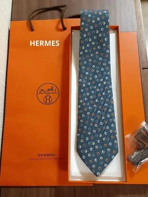 Corbata Hermes H207 Azul Seda Casi Como Nueva con Caja y Envoltura Foto 1 de 4