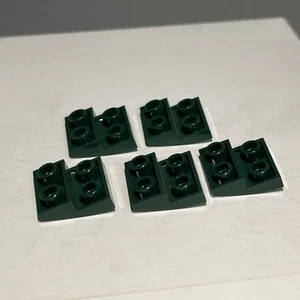 Lego 5 Dark Green Slope Sloped Curved 2 x 2 x 2/3 Inverted Parts - Picture 1 of 3