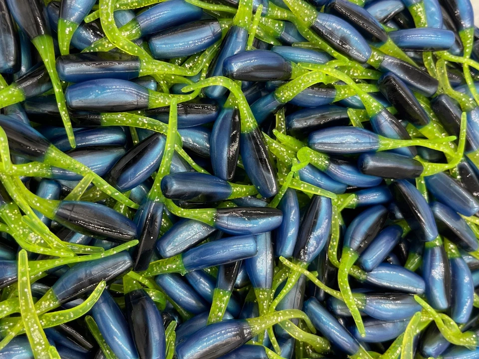 SOUTHERN PRO 24 pk 2" Black Blue Chartreuse Sparkle Stinger Shad Crappie Fishing Perch