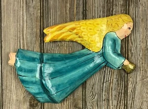 Vintage großer Pappmaché Engel Ornament Wandbehang Weihnachten - Bild 1 von 6
