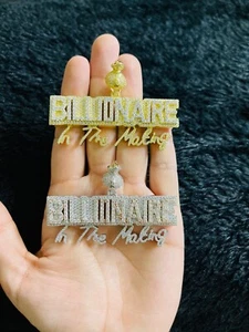 Colgante de diamantes simulado multimillonario con acabado oro 14k con cadena - Imagen 1 de 3