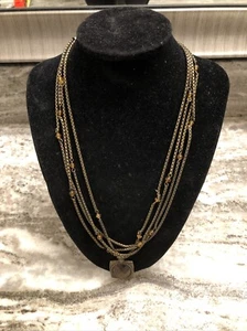 Coldwater Creek Bronze Triple Strand Necklace w/ Faceted Acrylic Pendant - Picture 1 of 14