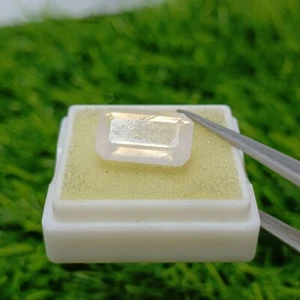 5,6 Karat Augenrein Stufenschliff Smaragd Form Natürlicher Rosenquarz Edelstein - Bild 1 von 4