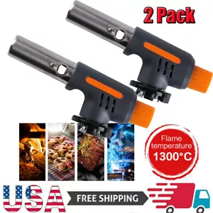 2Pack Gas Torch Butane Burner Auto Ignition Camping Welding Flamethrower BBQ US - Picture 1 of 12