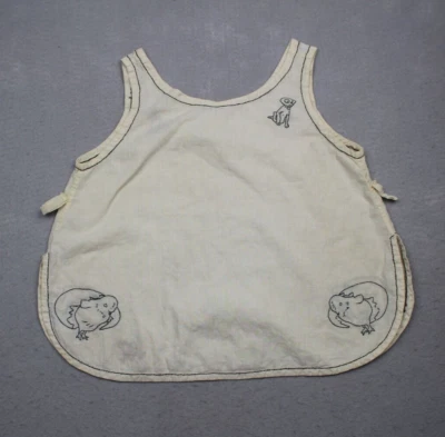 Delantal Delantal De Colección Niñas Pequeña Mano Patos Perros Bordado Vestido Cubierta Años 20 Foto 1 de 4
