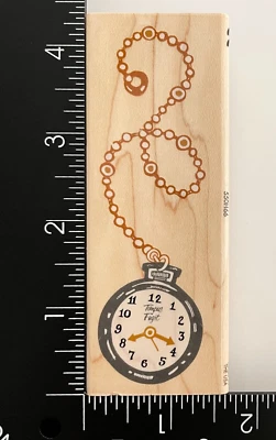 All Night Media Pocket Watch 550H66 Wood Mounted Rubber Stamp - Image 1 of 3