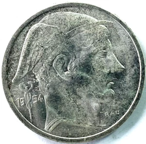 1954 Belgium 50 Francs Silver Coin Uncirculated KM# 136.1 - Picture 1 of 4